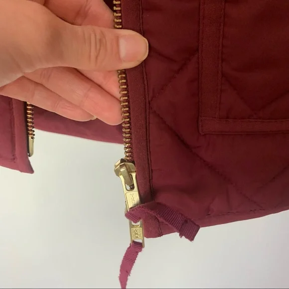 J. Crew Factory Burgundy/Wine Quilted Puffer Vest Size XXS - Picture 5 of 7